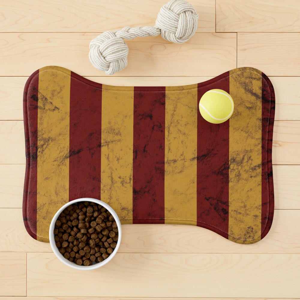 Vintage Red and Gold Geometric Striped Pattern Pet Mat