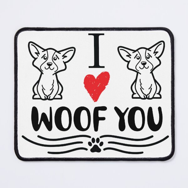 Item preview, "I WOOF YOU" cute and funny dog quote DOG Mat for entrance gift for mom for dog dad dog lovers designed and sold by GhostAmine.