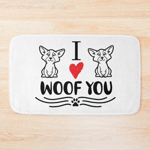 Item preview, "I WOOF YOU" cute and funny dog quote  DOG Mat for entrance gift for mom for dog dad  dog lovers designed and sold by GhostAmine.