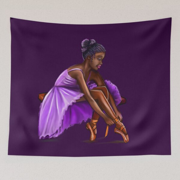 Item preview, ballerina getting ready, lacing her ballet shoes - brown skin ballerina. Top 10 Best ballerina gifts. Top 10 gifts for black women  designed and sold by Artonmytee.