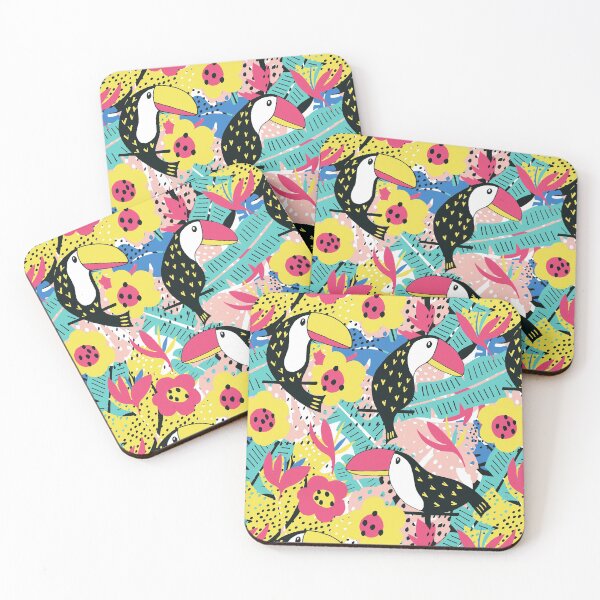 Item preview, Toucan floral pattern designed and sold by Lidiebug.