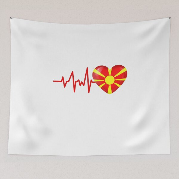 Item preview, HEARTBEAT MACEDONIA MACEDONIAN FLAG ECG GIFT IDEA designed and sold by melshirt-shop.