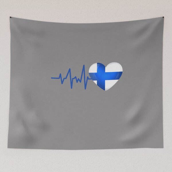 Item preview, HEARTBEAT FINLAND FLAG ECG GIFT IDEA designed and sold by melshirt-shop.