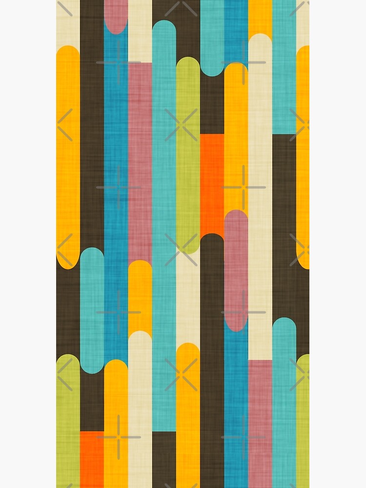 Thumbnail 3 of 3, Duffle Bag, Retro Color Block Popsicle Sticks Blue designed and sold by susycosta.