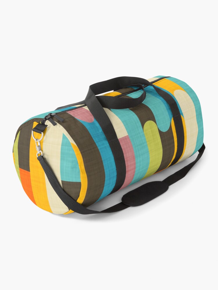 Thumbnail 1 of 3, Duffle Bag, Retro Color Block Popsicle Sticks Blue designed and sold by susycosta.