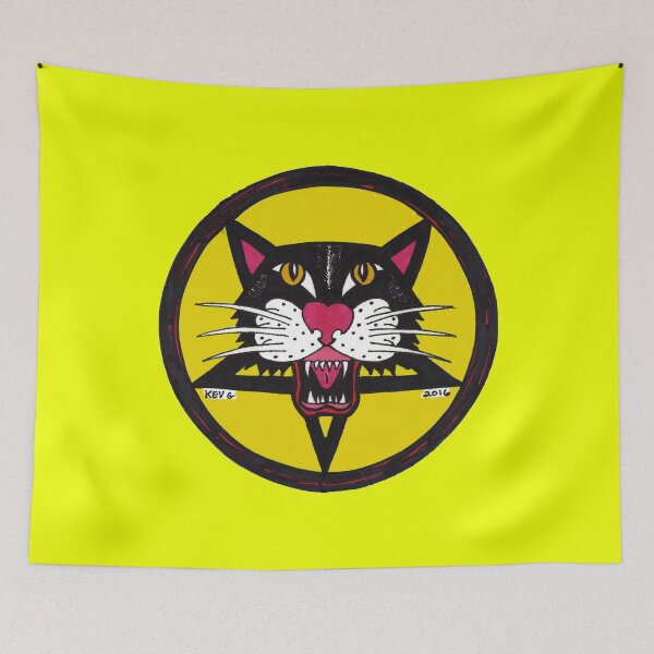 Item preview, Yellow Big Black Demon Cat - Art By Kev G designed and sold by ArtByKevG.