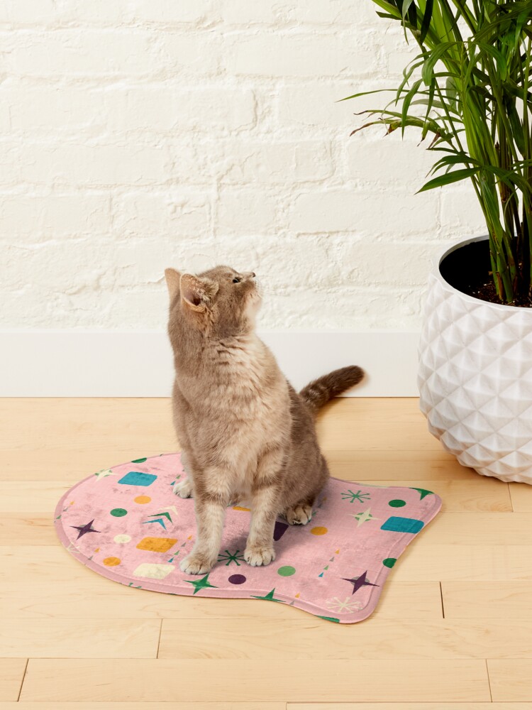 Alternate view of Atomic Pattern Pink Green #midcenturymodern Pet Mat