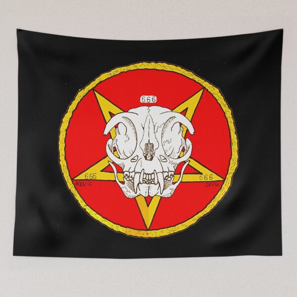 Item preview, Red Cat Skull Cult - Art By Kev G designed and sold by ArtByKevG.