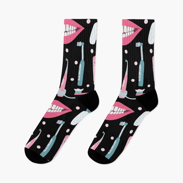 Artikelvorschau, Zahnarzthelfer Dental Squad Studenten Scrab Zahnbürste Smiley Uniform Crew Socken Lässige lustige verrückte bunte Neon-Regenbogen-Kleid-Socken Geschenk entworfen und verkauft von Dr.YesOrNo.