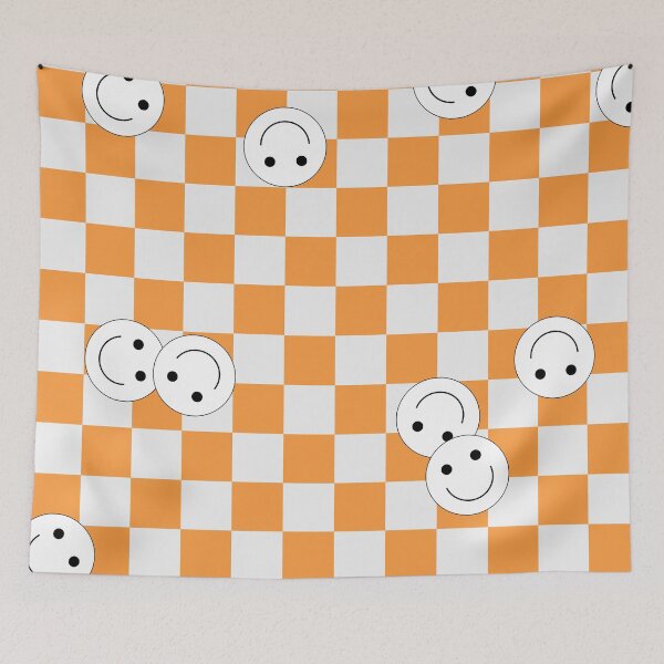 Item preview, Orange Checkered Smiley Face designed and sold by ingridtank.