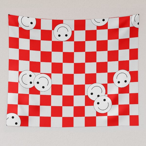 Item preview, Red Checkered Smiley Face designed and sold by ingridtank.