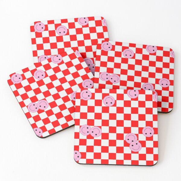 Item preview, Pink and Red Checkered Smiley Face designed and sold by ingridtank.