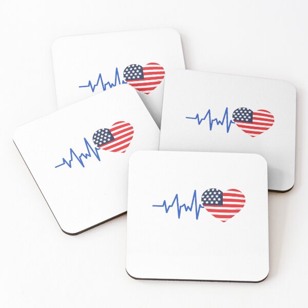 Item preview, HEARTBEAT AMERICA AMERICAN USA  FLAG ECG GIFT IDEA designed and sold by melshirt-shop.