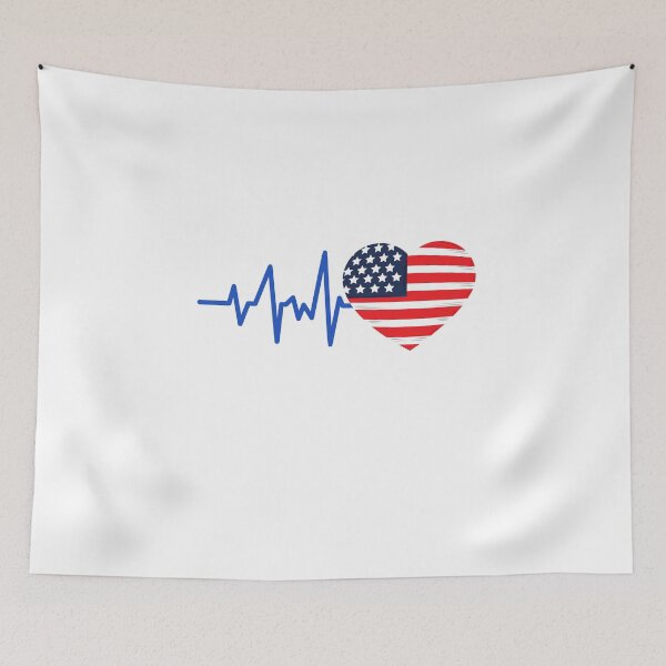 Item preview, HEARTBEAT AMERICA AMERICAN USA  FLAG ECG GIFT IDEA designed and sold by melshirt-shop.