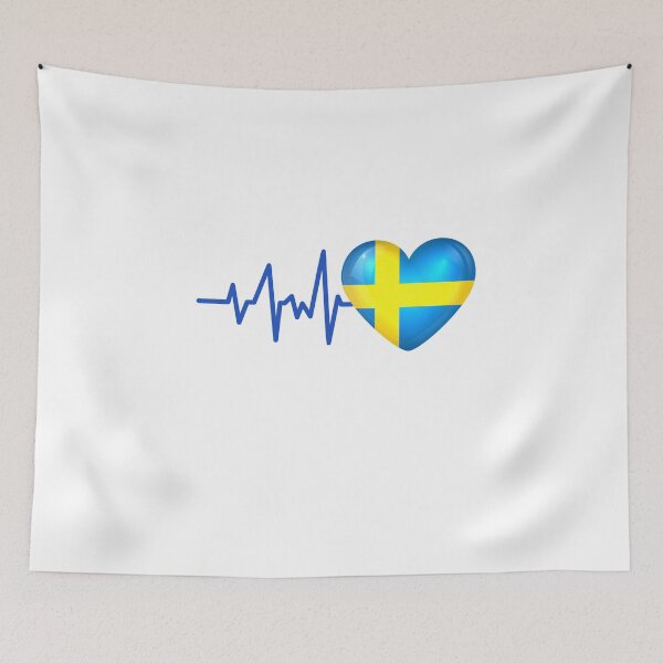 Item preview, HEARTBEAT SWEDEN FLAG ECG GIFT IDEA designed and sold by melshirt-shop.