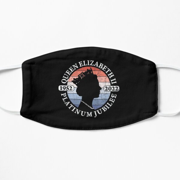 The Queen's Platinum Jubilee / Queen Elizabeth II Platinum Jubilee 2022 / The Queen's Crown / Original Sketched Design / UK - US - FR gift Flat Mask