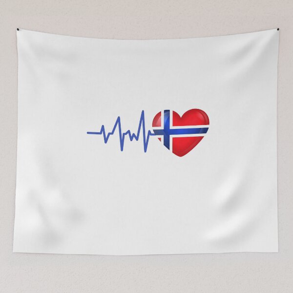 Artikelvorschau, HEARTBEAT NORWEGEN NORWEGISCHE FLAGGE EKG GESCHENKIDEE entworfen und verkauft von melshirt-shop.