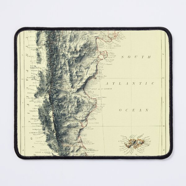 Item preview, 1892 Patagonia in Argentina and Chile Relief Map 3D digitally-rendered designed and sold by ThinkAboutMaps.