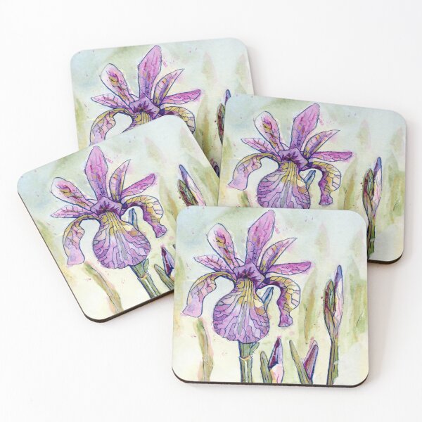 Item preview, IRIS Flowers Square Watercolor Gouche Sketchbox Forest Glen Larger designed and sold by BWGunner.