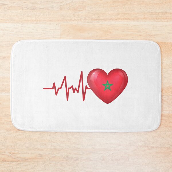 Item preview, HEARTBEAT MOROCCO MAROC FLAG ECG GIFT IDEA designed and sold by melshirt-shop.