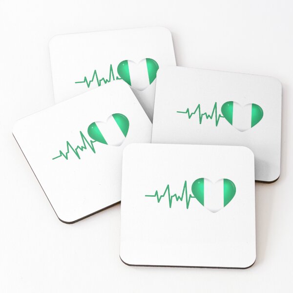Item preview, HEARTBEAT NIGERIAN FLAG ECG GIFT IDEA designed and sold by melshirt-shop.