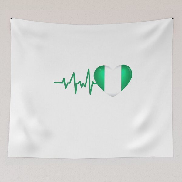 Item preview, HEARTBEAT NIGERIAN FLAG ECG GIFT IDEA designed and sold by melshirt-shop.