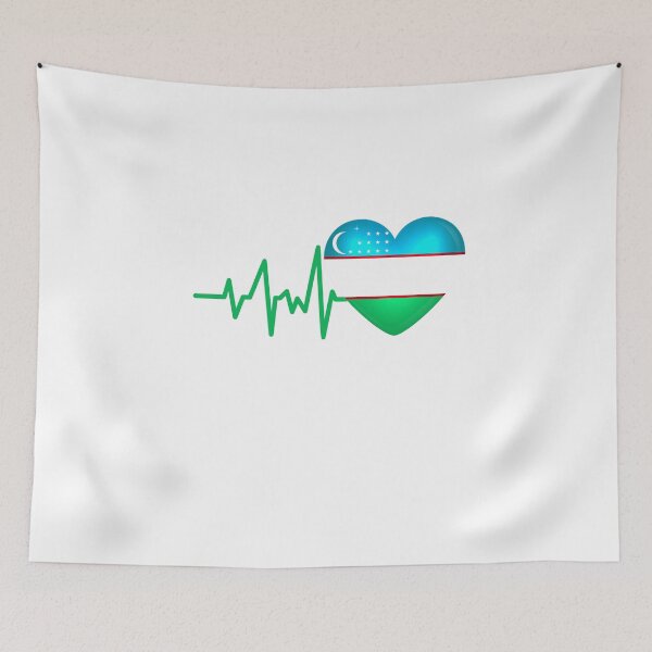Item preview, HEARTBEAT UZBEKISTAN FLAG ECG GIFT IDEA designed and sold by melshirt-shop.