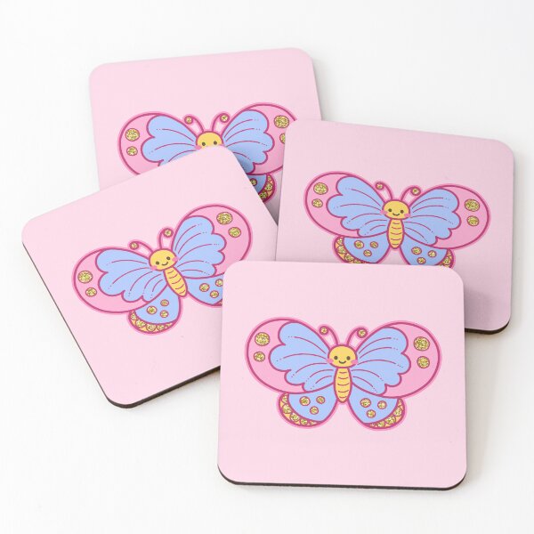 Item preview, Linda mariposa Kawaii en dibujos animados Happy Folk Aesthetic designed and sold by Tatyana Deniz.