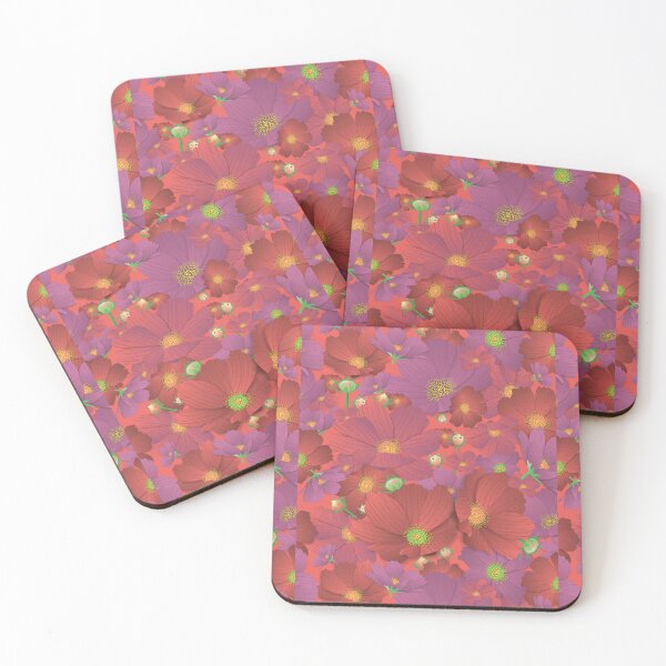 Item preview, Tossed Burnished Rose and Violet Cosmos Half-Drop Repeat 5748 designed and sold by Art in My Loft.