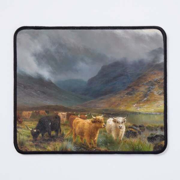 Item preview, Cattle in a Highland Landscape | Louis Bosworth Hurt | Scotland Nature Art designed and sold by CJET.