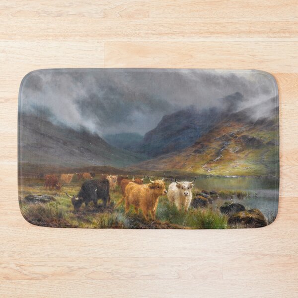 Item preview, Cattle in a Highland Landscape | Louis Bosworth Hurt | Scotland Nature Art designed and sold by CJET.