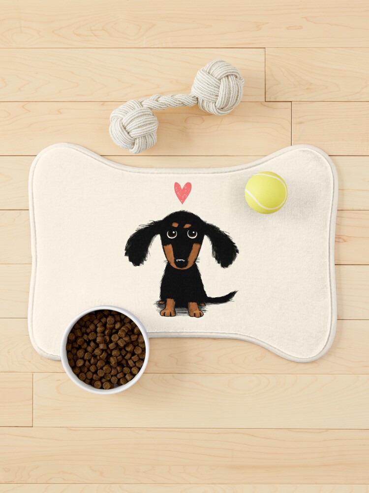 Black and Tan Dachshund with Heart, Cute Cartoon Wiener Dog Bath Mat for  Sale by Jenn Inashvili