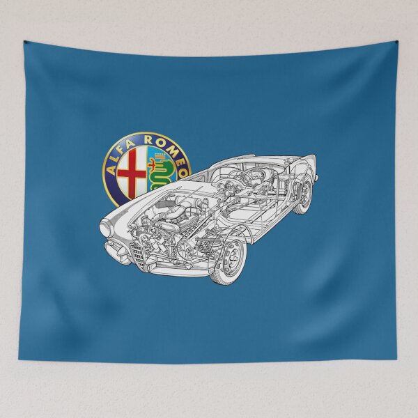 Item preview, Italian 2 door sportcar Giulietta Spider. Cutaway car art automotive blueprint    designed and sold by SmuMakes.