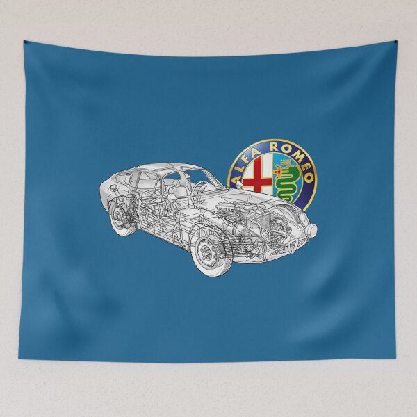 Item preview, Italian sport retro 2 door car Giulia TZ. Cutaway car art automotive power train      designed and sold by SmuMakes.