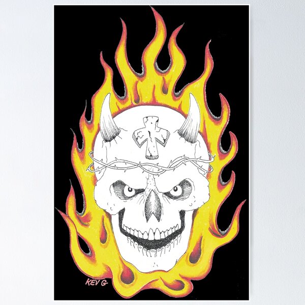 Item preview, FIRE SKULL - Art By Kev G designed and sold by ArtByKevG.