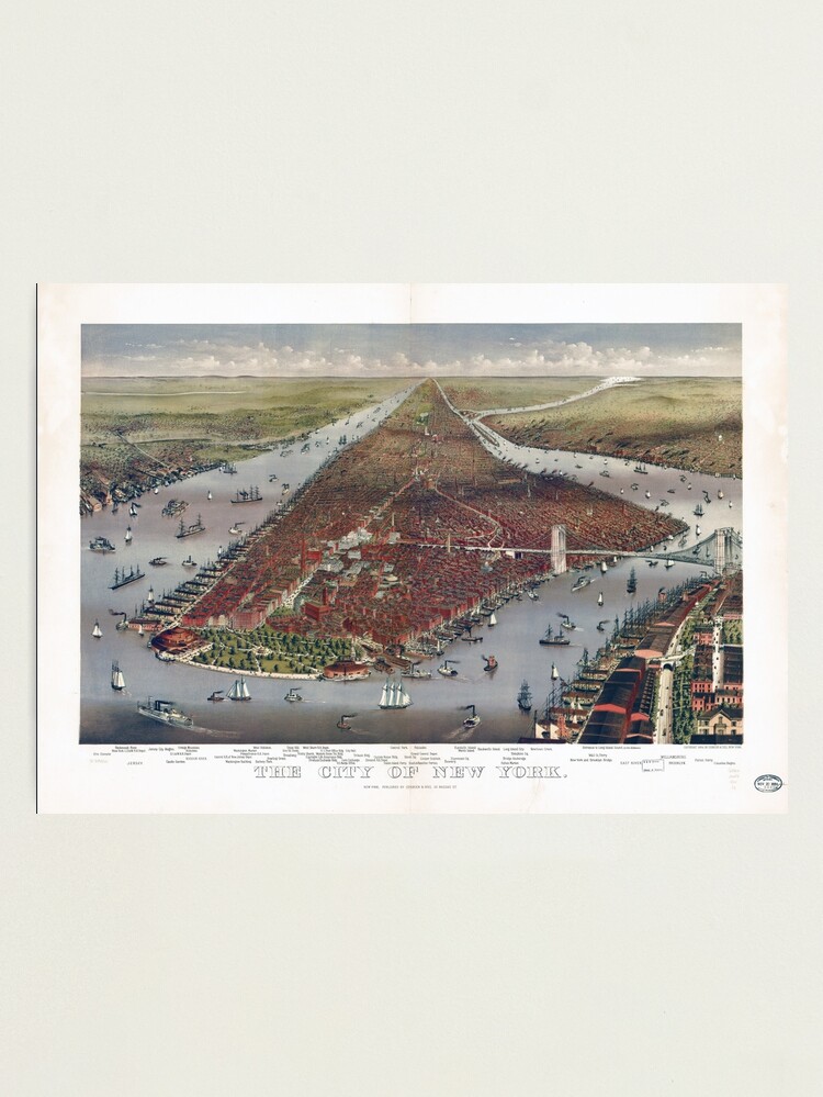 Old aerial view of Saint-Louis, Missouri. Currier & Yves, New York