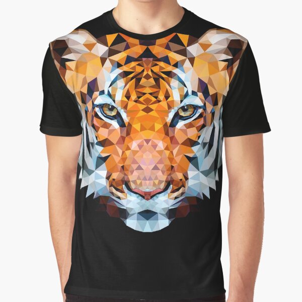 Low-poly Geometric Tiger Graphic T-Shirt