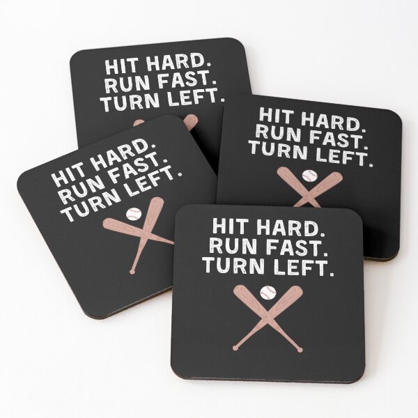 Aperçu de l'œuvre Hit Hard Run Fast Tourner à gauche Cadeau de joueur de baseball créée et vendue par Mindcaptain.