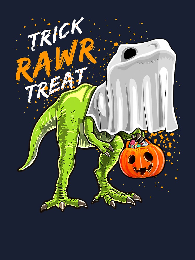 Trick Rawr Treat Halloween T Rex Dinosaur Ghost
