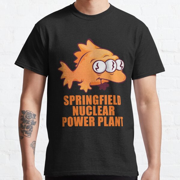 Vista previa del artículo con la obra «Parodia humorística de la planta nuclear de Springfield con peces de tres ojos y música retro Tamaño disponible», diseñado y vendido por GarrickHartmann.