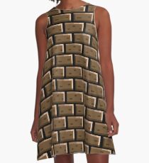 Pixel Backsteinmauer - 8 Bit A-Linien Kleid