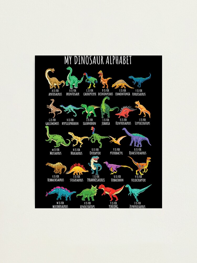 Dinosaur Alphabet Poster on Archival Fine Art Paper or Canvas