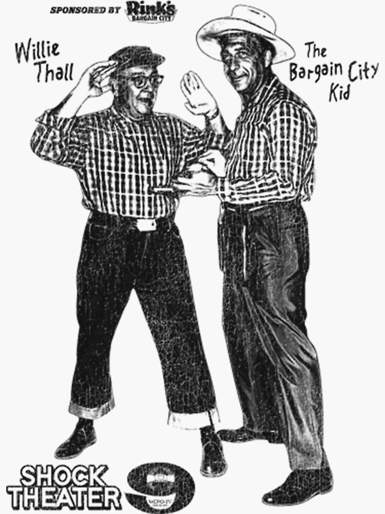 "THE BARGAIN CITY KID and WILLIE THALL Horror Host" Sticker by