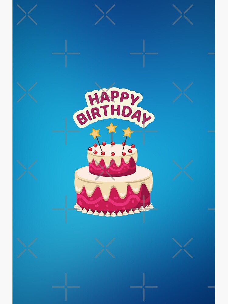 Birthday party poster with cartoon cake Royalty Free Vector