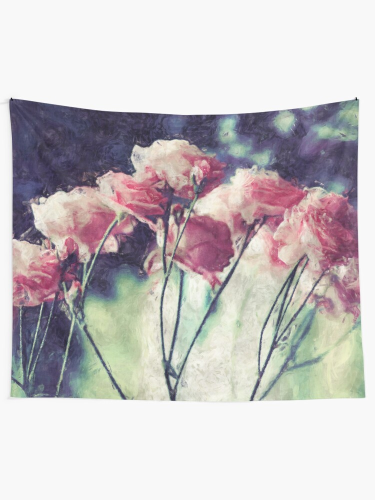 Alternate view of Pink Rose Flowers Tapestry