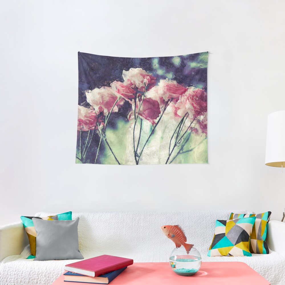 Pink Rose Flowers Tapestry