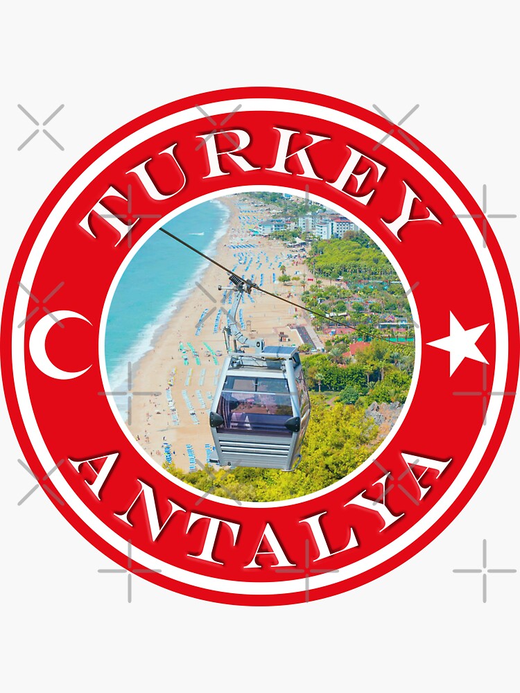 "Turkey Antalya Cable Car Passport Stamps Collection" Sticker for