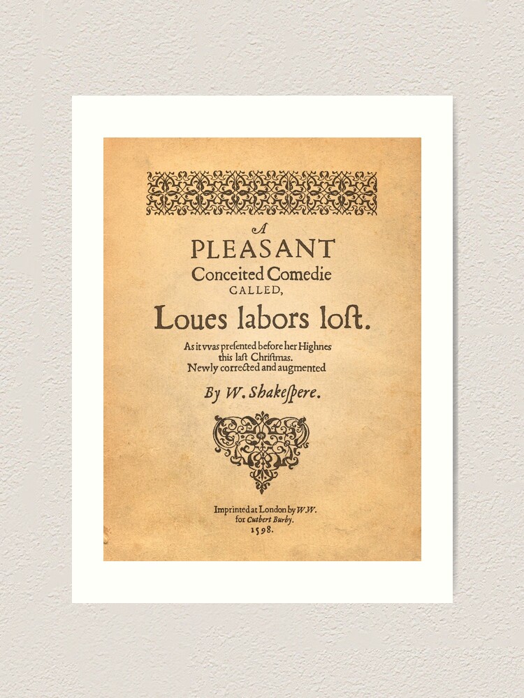 Vista alternativa de Lámina artística Shakespeare, Love labors lost 1598