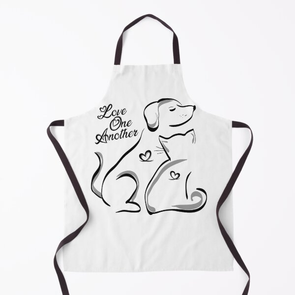 Item preview, Love One Another cat & dog outline sketch with sweet text & hearts designed and sold by MunsyArt.
