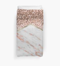 Shimmering rose gold with rose gold marble Duvet Cover
